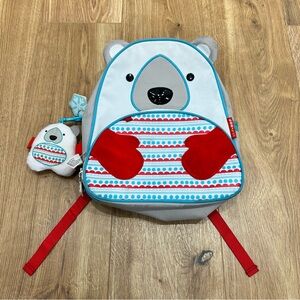 Skip Hop Polar Bear Toddler Backpack with Trinket Used